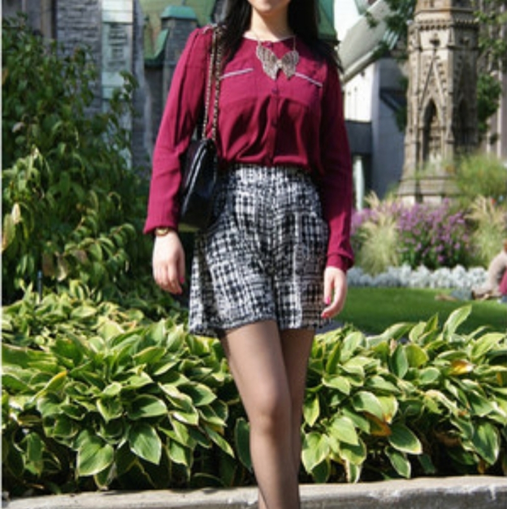 Forever 21 Chiffon Burgandy Blouse